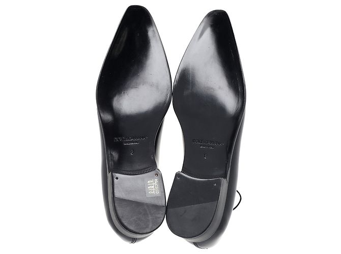Scarpe Derby stringate in pelle verniciata nera con punta a mandorla di Dolce & Gabbana - vista 6