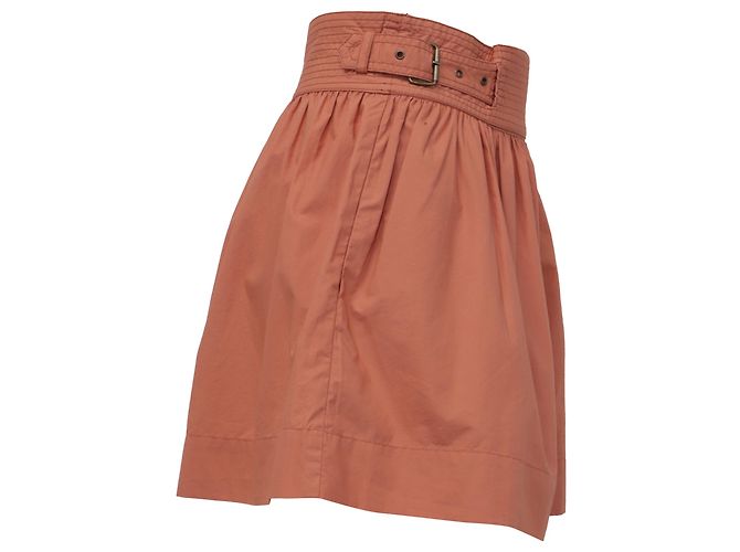 Jodi Gürtel-Popeline-Shorts von Ulla Johnson aus orangefarbenem Baumwollstoff - Ansicht 3