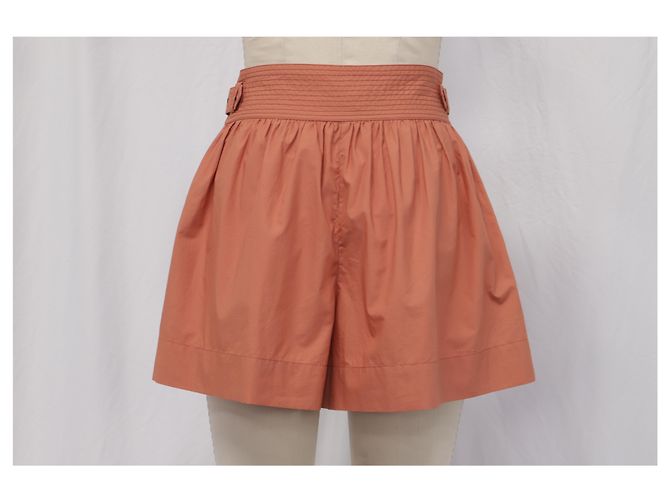 Jodi Gürtel-Popeline-Shorts von Ulla Johnson aus orangefarbenem Baumwollstoff - Ansicht 6
