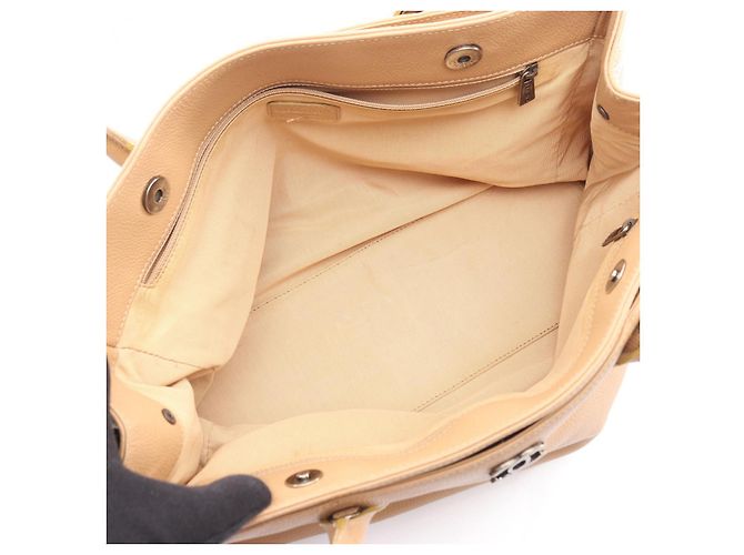 Executive Bolsa Executiva de Couro Chanel Marrom Bege - vista 3