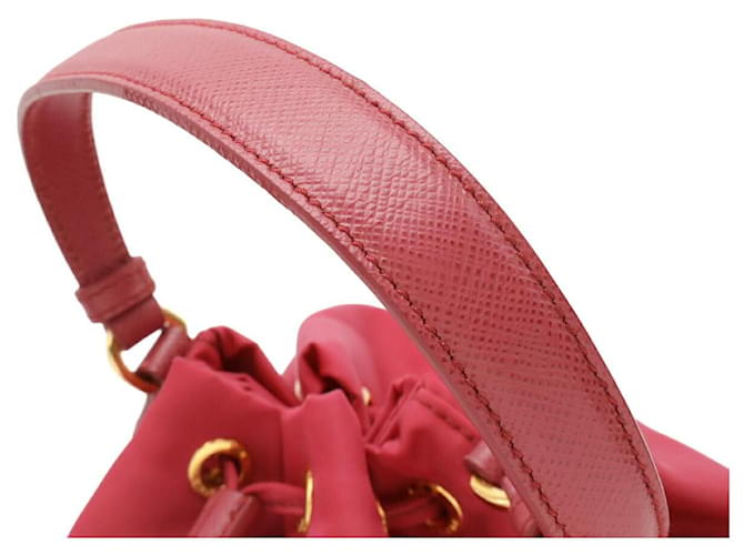 Borsa a secchiello in nylon e pelle Prada 2WAY Rosa - vista 5
