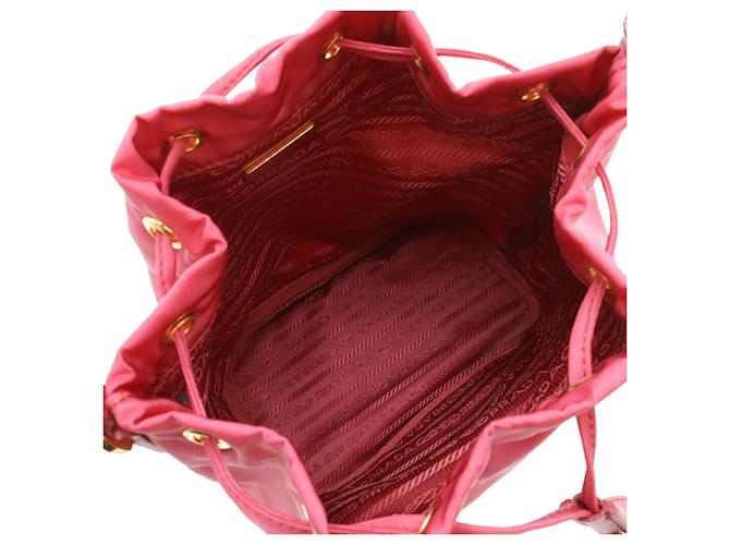 Borsa a secchiello in nylon e pelle Prada 2WAY Rosa - vista 7