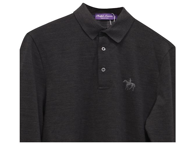 Grau Baumwoll-Polo mit gesticktem Purple Label-Logo von Ralph Lauren - Ansicht 2