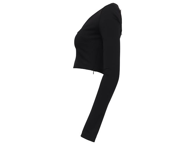 Crop top a maniche lunghe Givenchy in viscosa nera Nero - vista 3