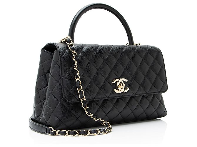 Gabrielle Bolsa pequena de flap com alça superior em couro caviar Coco da Chanel Preto - vista 2
