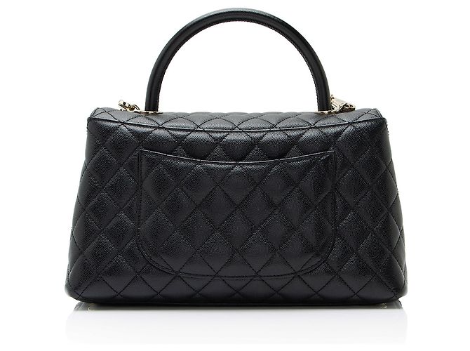 Gabrielle Bolsa pequena de flap com alça superior em couro caviar Coco da Chanel Preto - vista 3