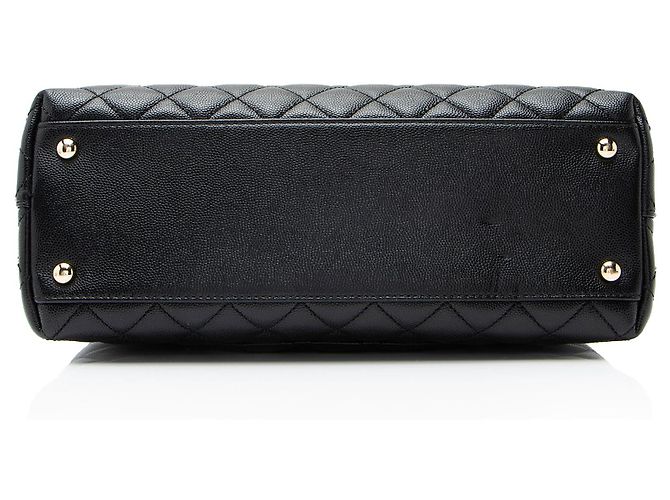 Gabrielle Bolsa pequena de flap com alça superior em couro caviar Coco da Chanel Preto - vista 4