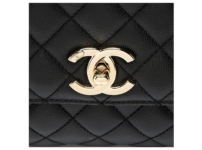 Gabrielle Bolsa pequena de flap com alça superior em couro caviar Coco da Chanel Preto - vista 9