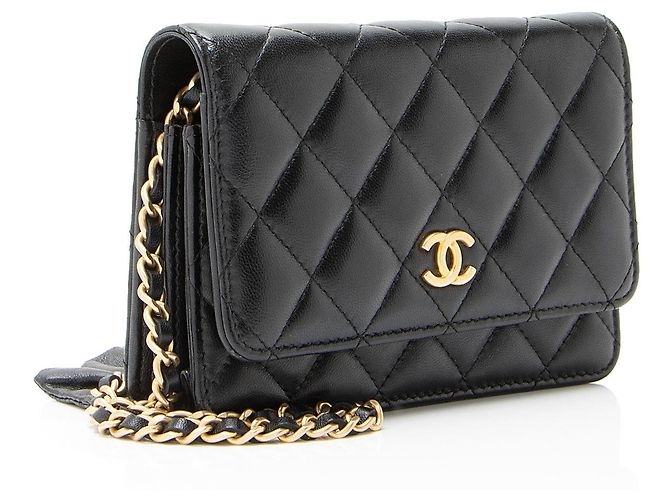 Mini-Geldbörse mit Kette aus Lammleder Chanel Romance Schwarz - Ansicht 2