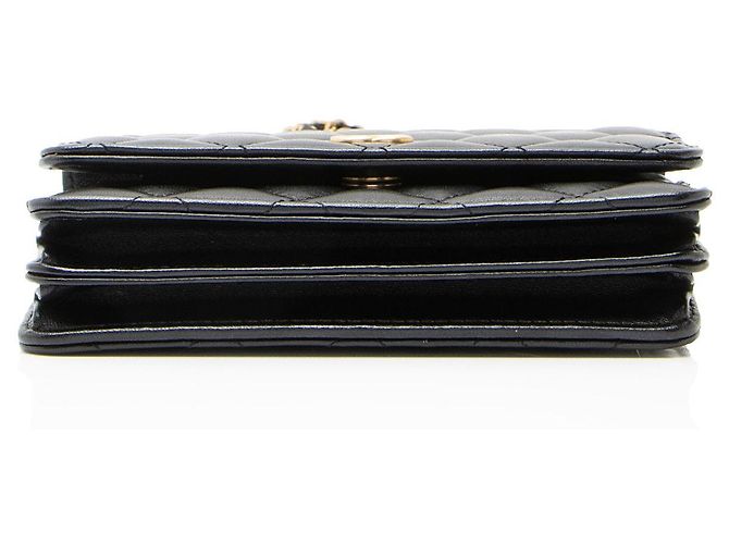 Mini-Geldbörse mit Kette aus Lammleder Chanel Romance Schwarz - Ansicht 4