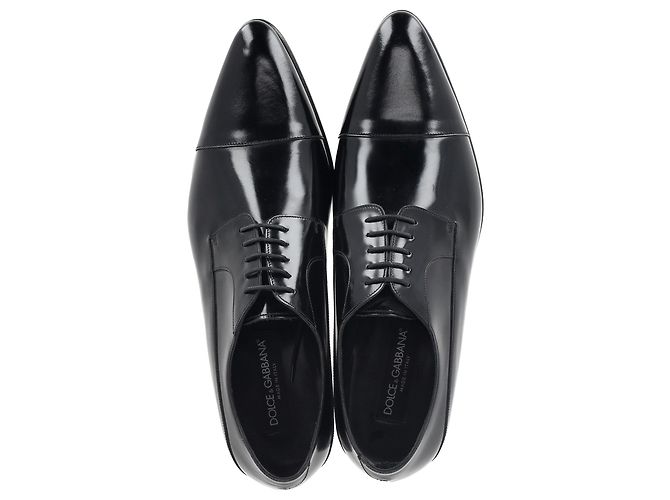 Scarpe Derby in pelle nera con lacci Dolce & Gabbana - vista 3