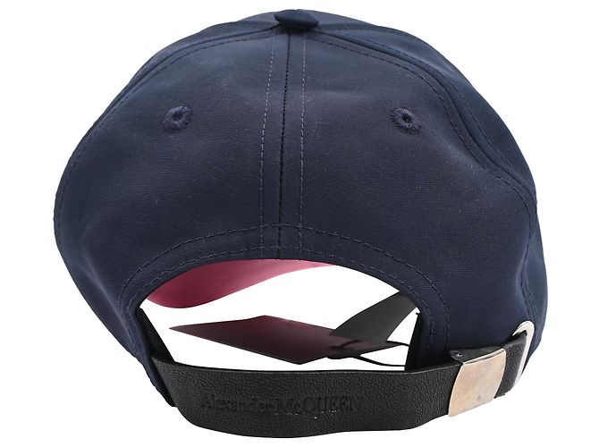Boné de beisebol em algodão azul marinho com estampa de logo Alexander McQueen - vista 3