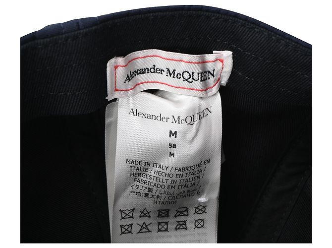 Boné de beisebol em algodão azul marinho com estampa de logo Alexander McQueen - vista 4