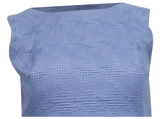 Oscar De La Renta strukturierte ärmellose Mini-Shift-Kleid aus blauer Polyester - Ansicht 2
