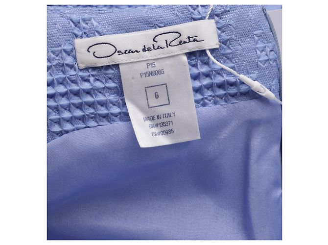 Oscar De La Renta strukturierte ärmellose Mini-Shift-Kleid aus blauer Polyester - Ansicht 5