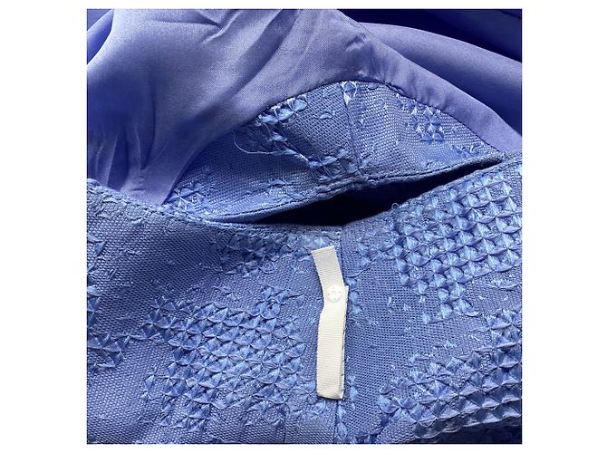 Oscar De La Renta strukturierte ärmellose Mini-Shift-Kleid aus blauer Polyester - Ansicht 7