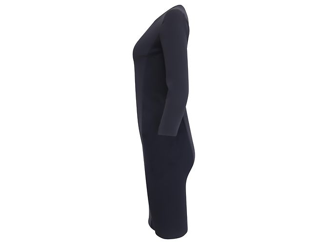 Abito mini aderente a maniche lunghe e scollo a V Max Mara in triacetato blu navy - vista 3