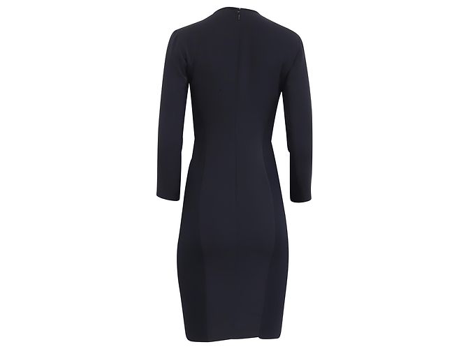 Abito mini aderente a maniche lunghe e scollo a V Max Mara in triacetato blu navy - vista 4