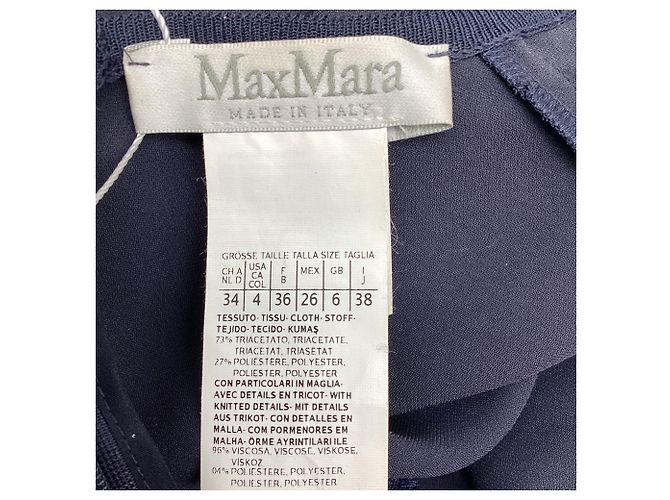 Abito mini aderente a maniche lunghe e scollo a V Max Mara in triacetato blu navy - vista 5