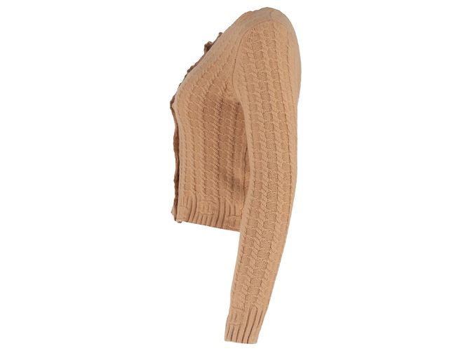 Timeless Chanel Kabelstrick-Cardigan aus brauner Wolle Rot - Ansicht 2