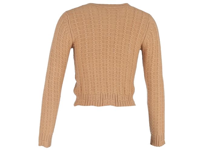 Timeless Chanel Kabelstrick-Cardigan aus brauner Wolle Rot - Ansicht 3