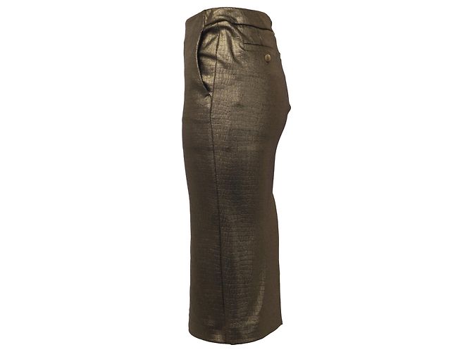 Falda lápiz midi texturizada Max Mara en poliamida dorada metálica Dorado Metálico - vista 2