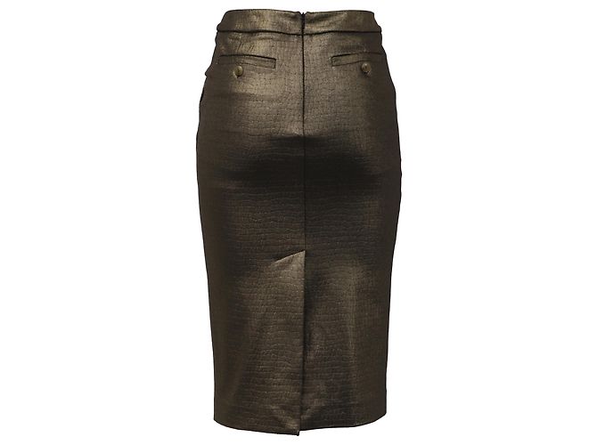 Falda lápiz midi texturizada Max Mara en poliamida dorada metálica Dorado Metálico - vista 3