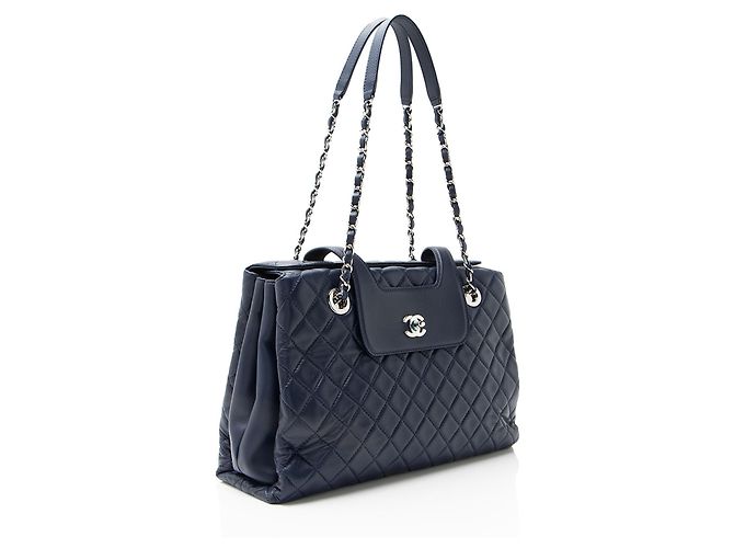 Gabrielle Borsa Shopping Accordion 3 in Pelle di Agnello Chanel Blu - vista 2