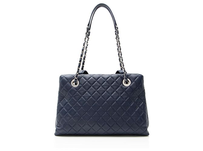 Gabrielle Borsa Shopping Accordion 3 in Pelle di Agnello Chanel Blu - vista 3