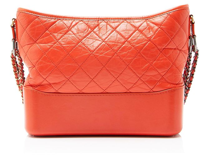 Chanel Gabrielle Medium Hobo in Pelle di Vitello Invecchiata Arancione - vista 3