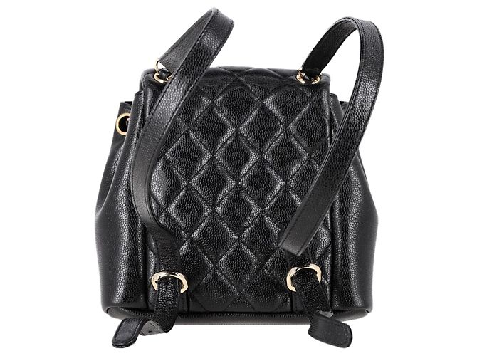 Timeless Chanel Small Quilted Duma Pockets Drawstring Backpack in Black Caviar Leather - view 3