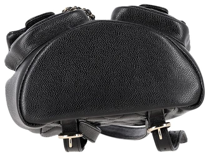 Timeless Chanel Small Quilted Duma Pockets Drawstring Backpack in Black Caviar Leather - view 4