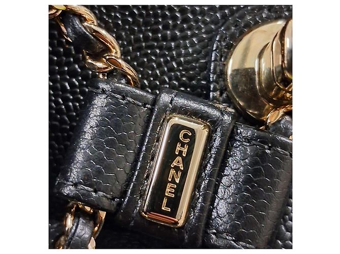 Timeless Chanel Small Quilted Duma Pockets Drawstring Backpack in Black Caviar Leather - view 6