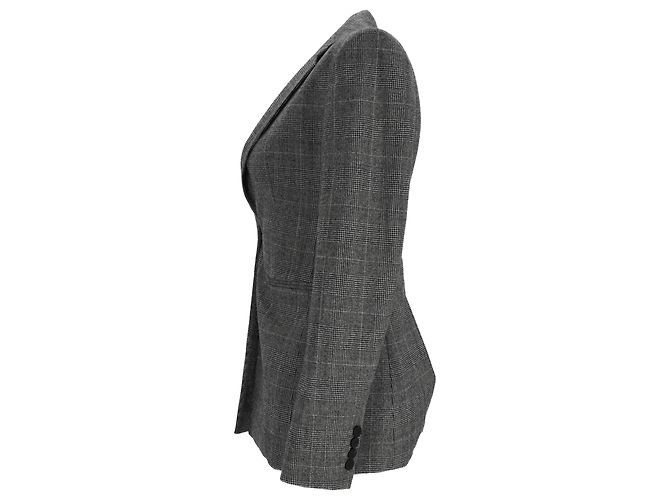 Blazer Slim-Fit de Cuadros en Lana Gris de Botón Simple Theory - vista 2