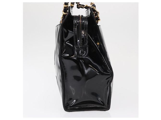 Chanel Vintage Timeless Chain Schultertasche aus Lackleder Medium Schwarz - Ansicht 3