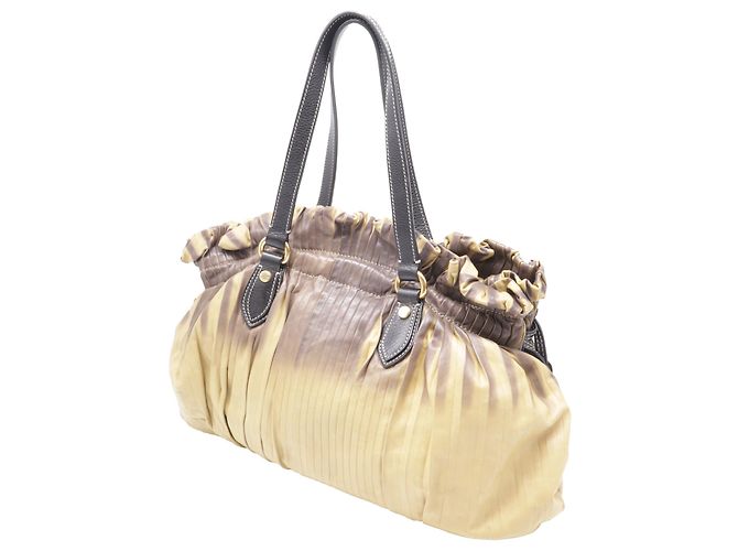 Borsa a Spalla Plissettata Ombre Etro in Pelle Beige e Marrone - vista 2
