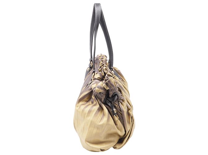 Borsa a Spalla Plissettata Ombre Etro in Pelle Beige e Marrone - vista 3