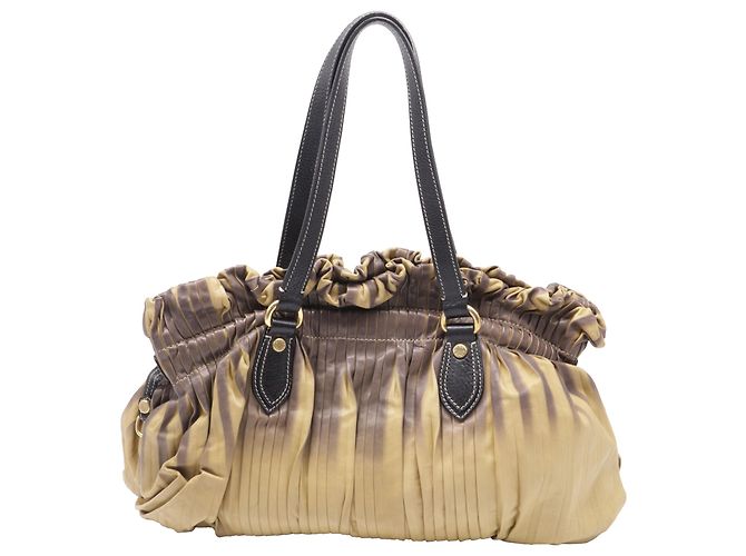 Borsa a Spalla Plissettata Ombre Etro in Pelle Beige e Marrone - vista 4