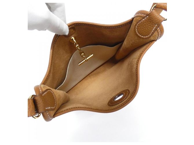 Borsa a Spalla Hermès Vespa PM in Togo D'oro Metallico - vista 5