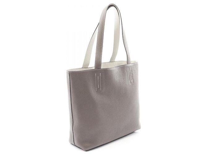 Hermès Double Sens 28 Leder Tote Bag Grau - Ansicht 2