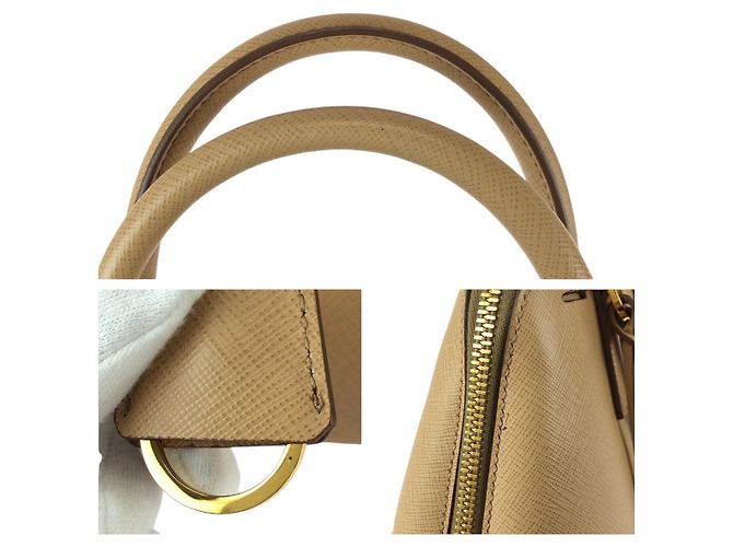 Prada Saffiano Leder Tote Bag Braun Beige - Ansicht 5