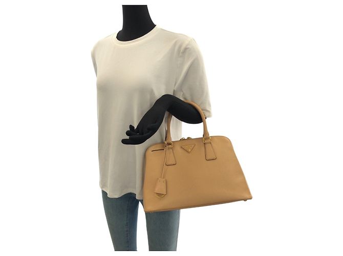 Prada Saffiano Leder Tote Bag Braun Beige - Ansicht 7
