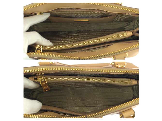Prada Saffiano Leder Tote Bag Braun Beige - Ansicht 9