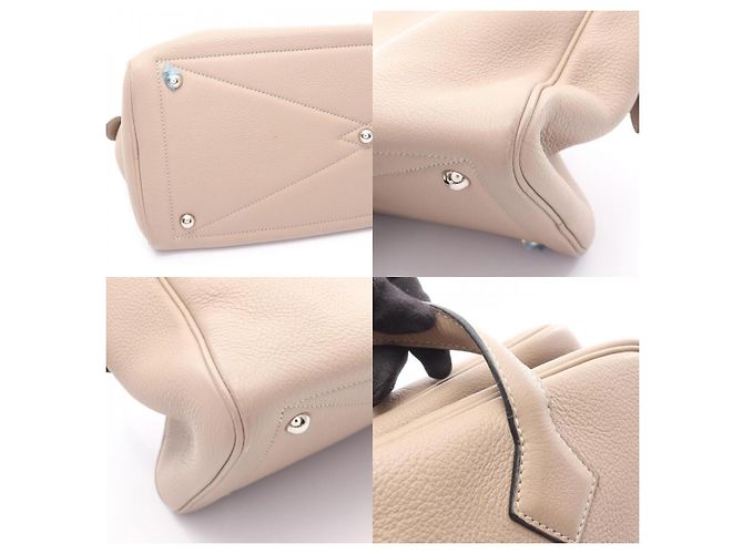 Borsa in pelle Hermès Victoria 35 Beige Marrone - vista 7