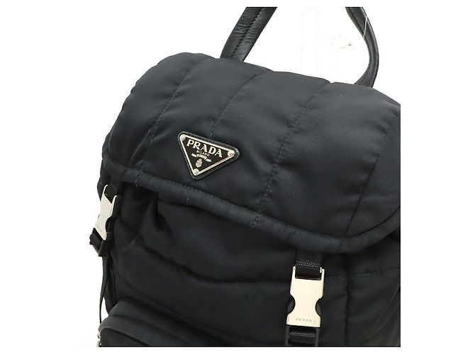 Mochila de Nylon y Cuero Prada 1BZ002 Negro - vista 8