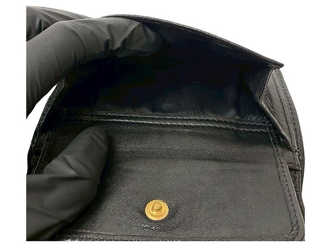 Portafoglio Trifold in Pelle Caviar Chanel Coco Mark Nero - vista 10