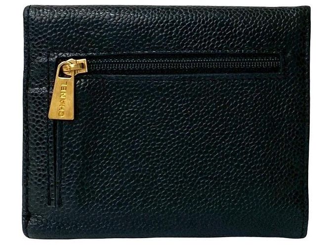 Portafoglio Trifold in Pelle Caviar Chanel Coco Mark Nero - vista 3