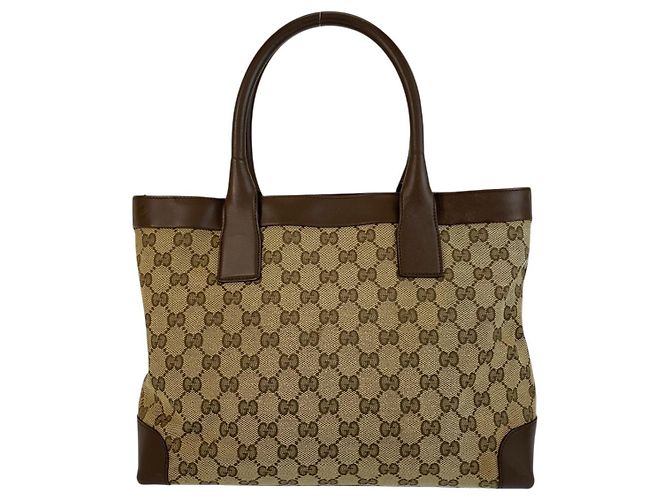 Gucci GG Canvas Leder Tragetasche Braun - Ansicht 2