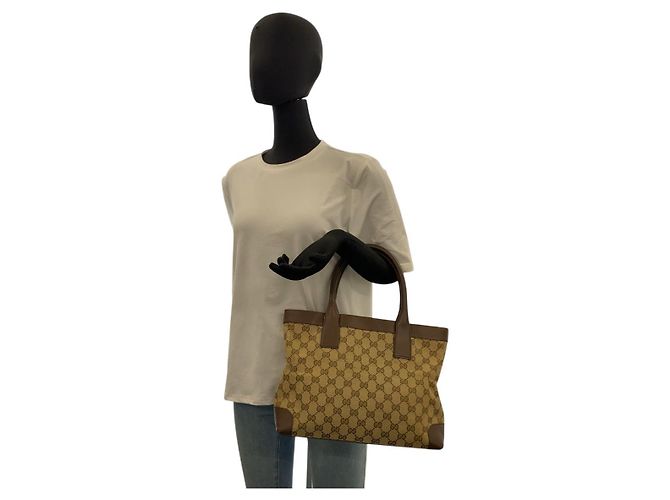 Gucci GG Canvas Leder Tragetasche Braun - Ansicht 7