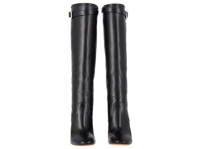 Botas de rodilla con tacón Chrome de Hermès en cuero negro - vista 3